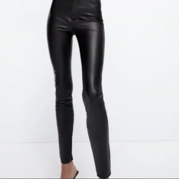 Zara Pants - Zara Faux black leather skinny pants